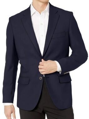 (48) NWT Amazon Essentials Men's Navy Classic-Fit Button-Front Stretch Blazer